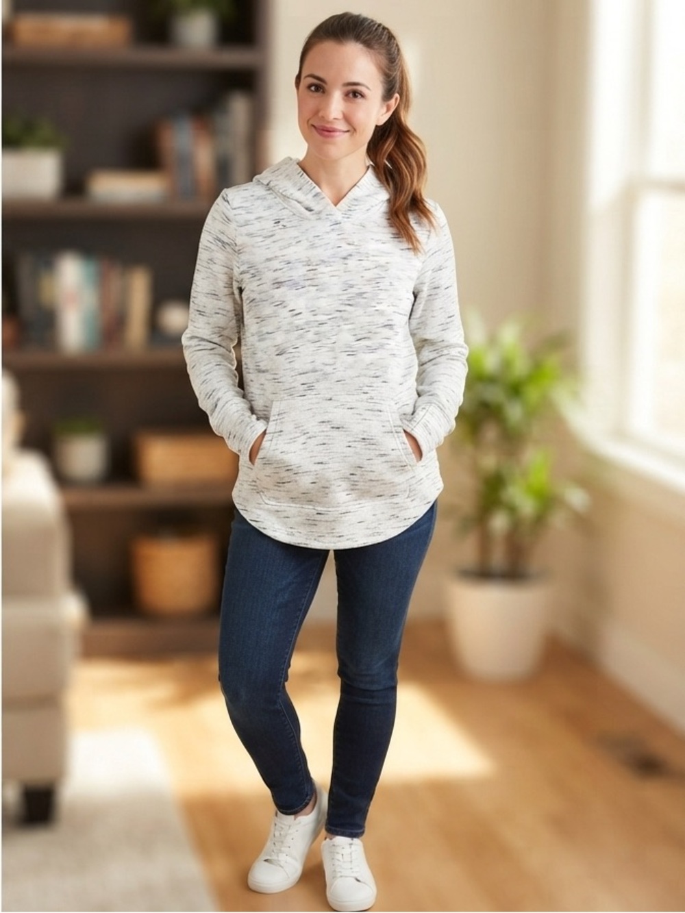 tek gear Marled Light Gray Hooded Pullover
